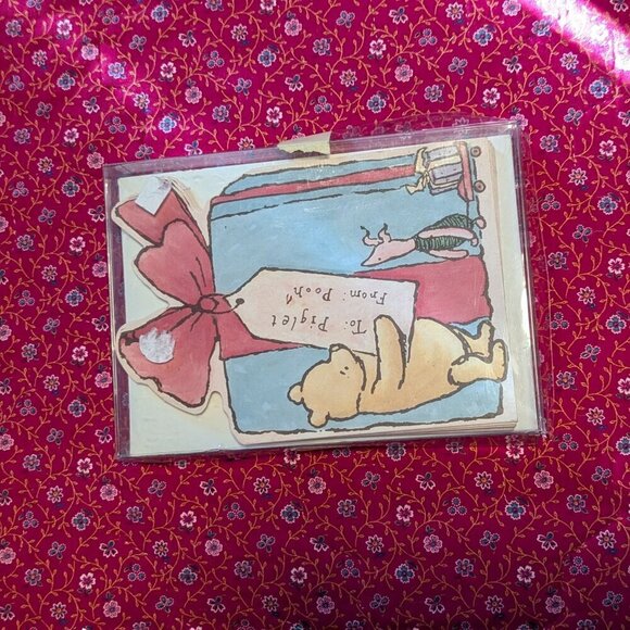 Vintage Christmas Holiday Winnie the Poo & Piglet Cards Ephemera 9 Count - Picture 3 of 6